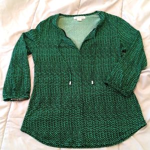 Liz Claiborne 3/4 Sleeve Funky Rectangles Top